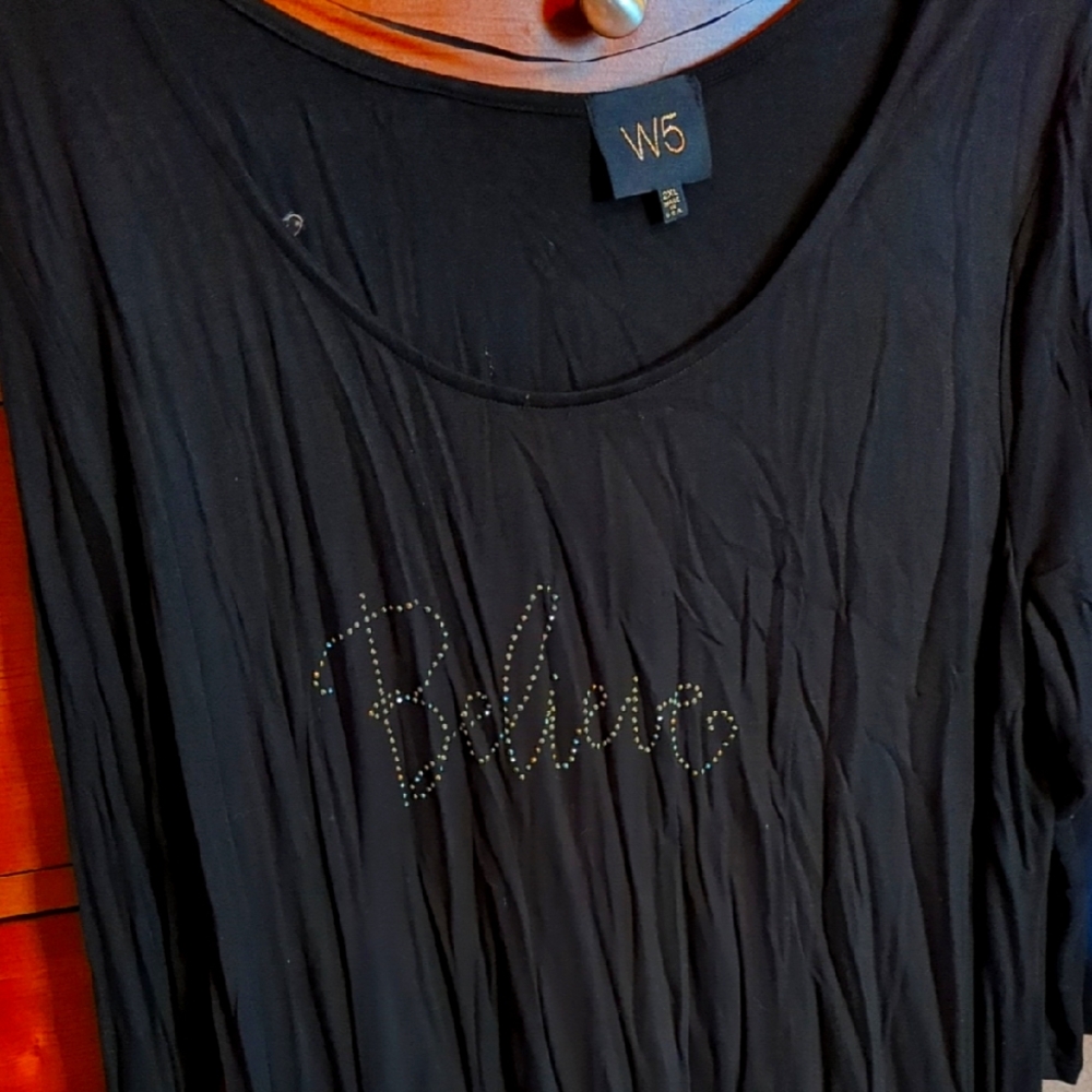 W5 Black 'Believe' Niteshirt. New No Tags Sale